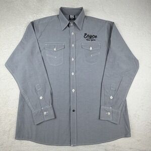 ENYCE New York 1996 Long Sleeve Button Up Shirt Casual Gray/white Stitching-XL